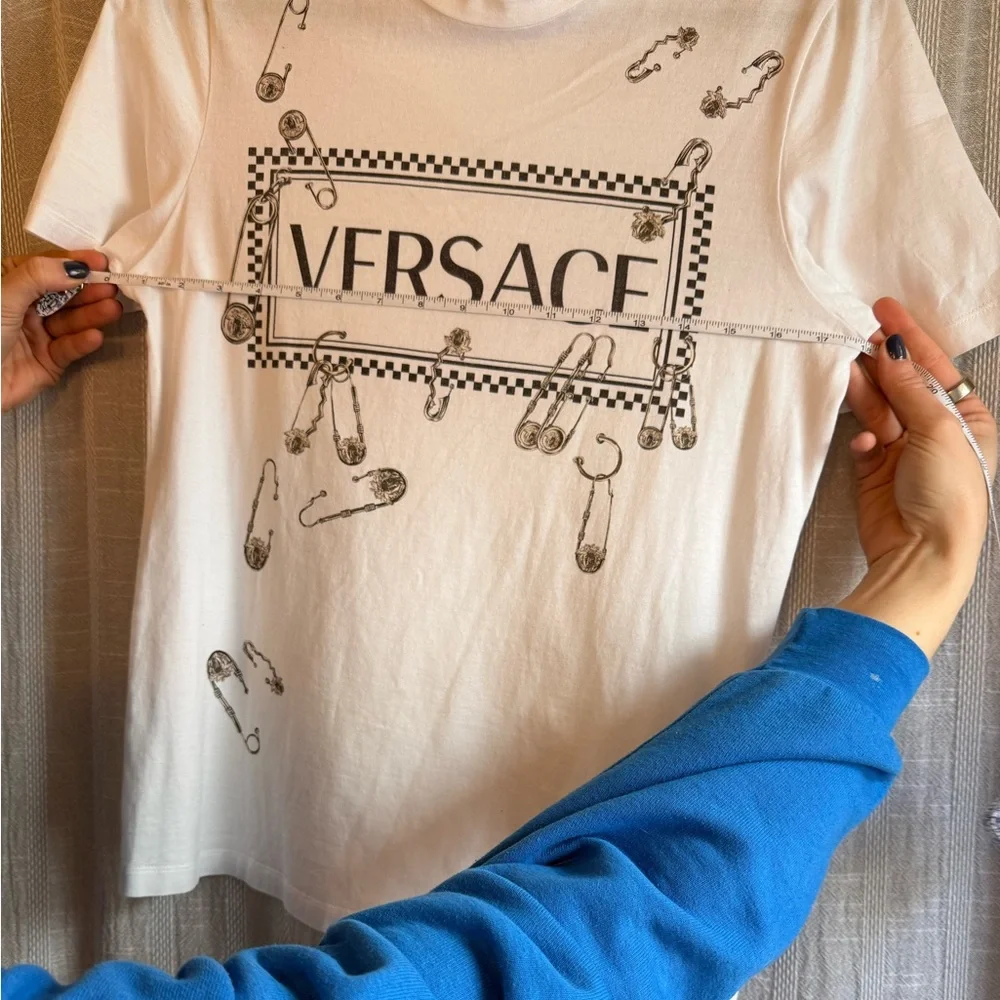 Versace Classic White Tee w/ Safety Pin Print - Picture 8 of 8